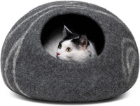Cat Cave – Premium Felt Cat Bed for Indoor Cats, Handmade Merino Wool (Dark Gray, Medium)